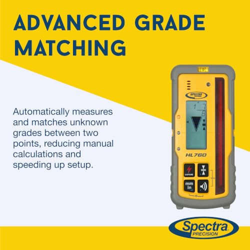 Image of Spectra Precision HL760 Laser Level Receiver, Front and Back LCD Displays, Digital Readouts, Select Units of Measure, Waterproof