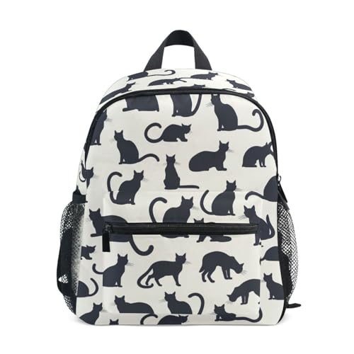 MNSRUU Toddler Backpack, Cute Black Cat Kids Backpack Small Backpack for Boys Girls Kawaii Preschool Backpack Mini School Backpack Travel Backpack