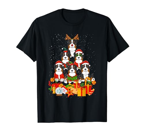 Bernese Mountain Dog Merry Christmas Tree Lights Dog Dog Dog Camiseta