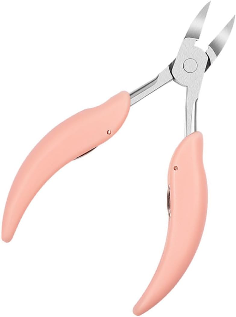 Vaguelly Professional Cuticle Nipper Stainless Steel Nail Art Tool with Double Spring Design and Wear-resistant Pink Handle for Manicure and Pedicure