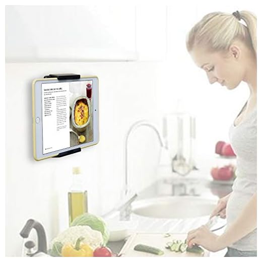 TFY Tablet Wall Mount, Kitchen Wall Mount for Tablets and Smartphones, Fits on Kitchen, Bathroom, Bedroom, Readingroom and More -Black