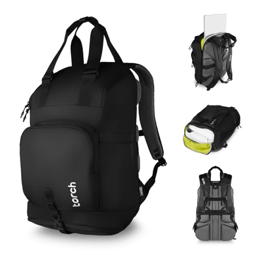 torch Laptop Backpack for Men & Women – Carry On Backpack 27L with 16-Inch Laptop Compartment, Shoe Compartment, and Anti-Sweat Back Panel, Casual Totepack for Work, Travel, and Everyday Use (Daksa)