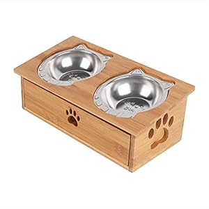 SIYANO Huisdier Bowls, Geen morsen Verticale Feeder Verhoogde Hond Geschikt voor katten en kleine honden, Bamboe Anti…