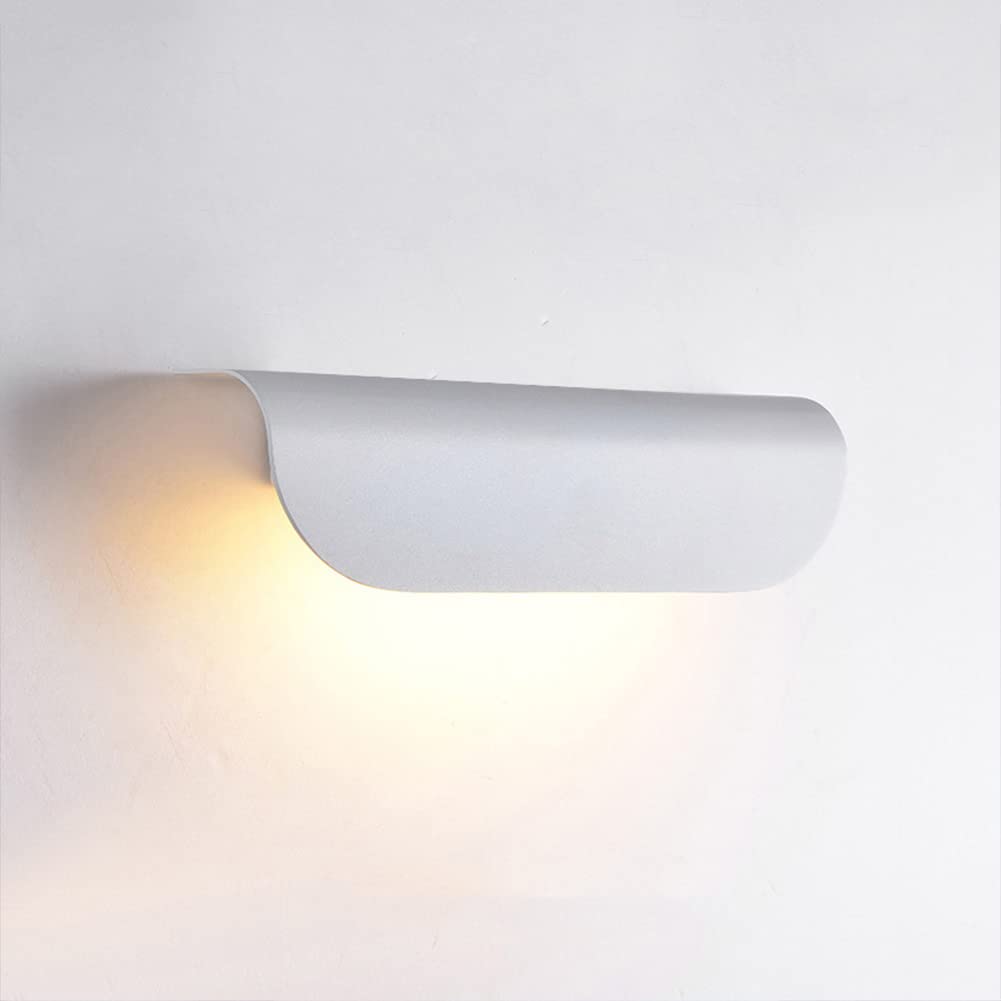 SXSCARKX Wall Light Indoor LED 10W 3000K Warm White Modern Metal Lamp Decorative Sconce for Living Room Bedroom Hallway Corridor Stairs Hall, White, 30cm