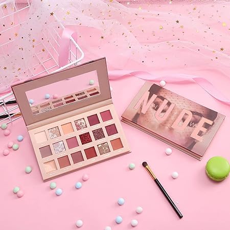 Image of Guriya Makeup Sponge & Nude Eyeshadow Palette - 18 Color Makeup Palette for Women High Pigmented Professional Mattes and Shimmers + Beauty Blender Sponge Puff for face