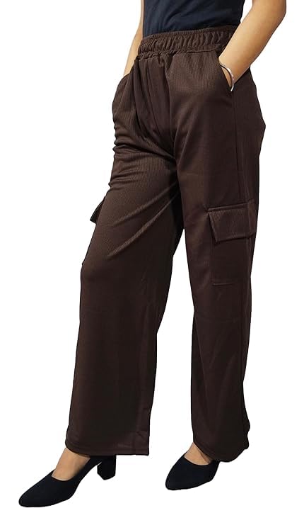 Women High Rise Trendy Latest Trouser Fancy Cargo Pant 4 Pocket, ...