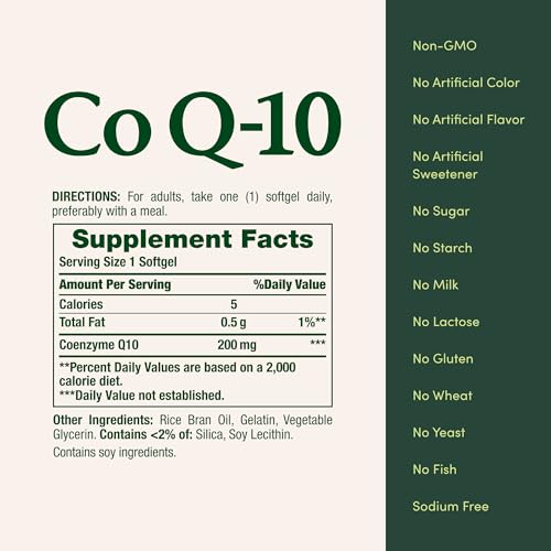 Nature's Bounty CoQ10, Supports Heart Health, Dietary Supplement, 200mg, 80 Rapid Release Softgels, (Pack of 2) - image 6