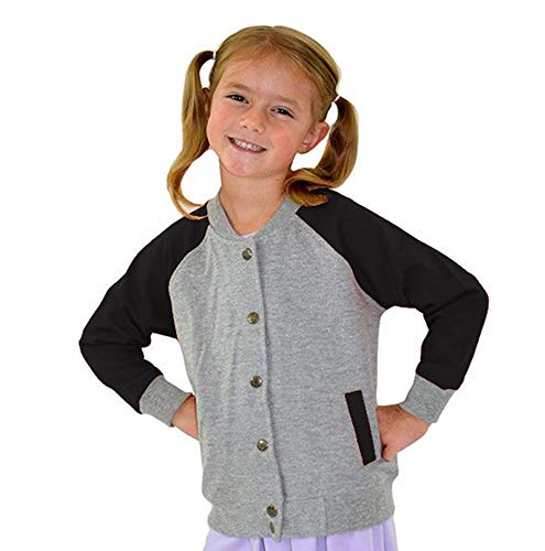 Monag Boys Girls Raglan Baseball Varsity Jacket with button2