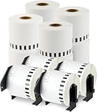 enKo - Compatible DK-2205 Continuous Blank White Paper Labels (2.4 Inch x 100 Feet) Use with Brother QL Label Printers QL-800, QL-820NWB QL 810W - [12 Rolls + 4 Refillable Cartridge Frames]