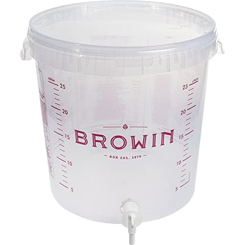 Browin 340439 Beste Angebote Réservoir de Fermentation 30 L + Couvercle + Tuyau de Fermentation + Robinet Seau à Vin Seau de Fermentation Ballon de Fermentation