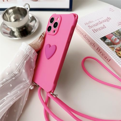 Coque de téléphone avec dragonne en forme de cœur d'amour pour iPhone 13 Pro silicone - 5