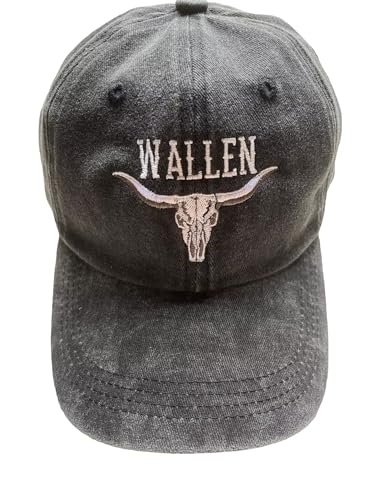 ADUPOKK Wallen Hat Funny Skull Cowboy Cowgirl Gift Western Hat Horse Country Music Lover Cap Baseball for Men Women Washed Black