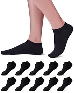 Niorasen Sneaker Socken Herren Damen, 10 Paar Baumwolle Kurze Sneakersocken Halbsocken, Schwarz 43-46
