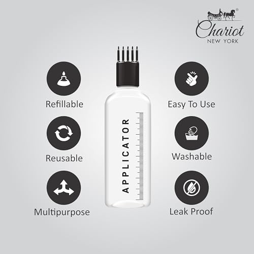 Image of Chariot New York Hair Root Applicator Bottle with Comb Cap for Applying Hair Oil, Shampoo and Medicine (Pack of 50)