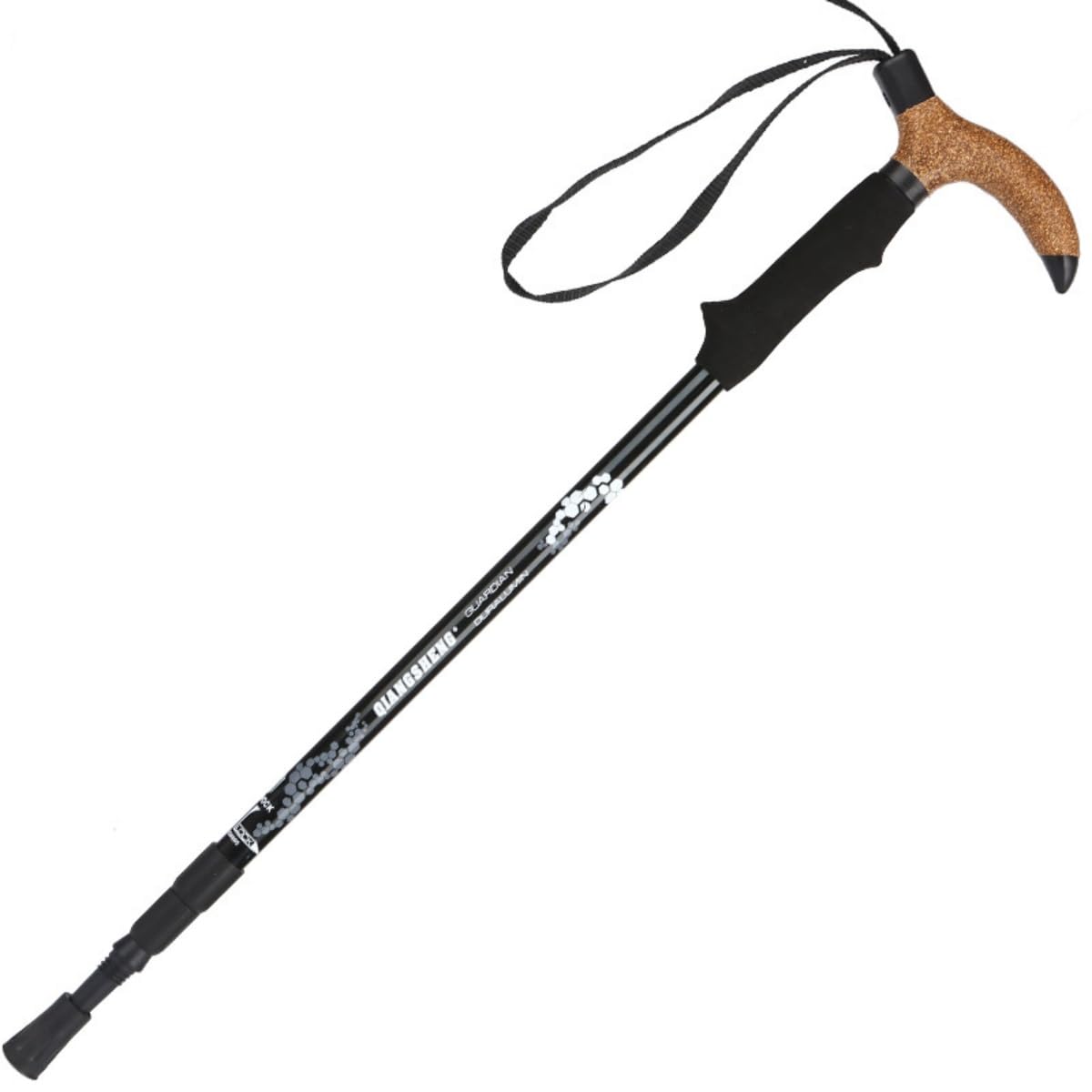 Cork Handle Trekking Stick Telescopic Walking Stick Thick Aluminum Alloy Three-section Retractable Adjustable Hiking Pole Telescopic Stick Shock Absorption Trekking Stick (Black)