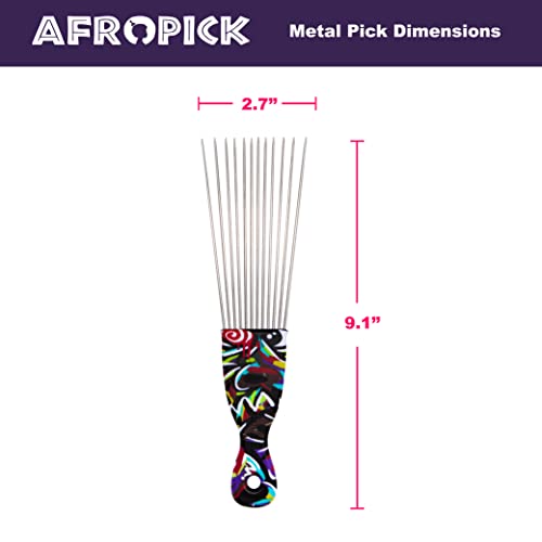 Afropick Metal Peine para Cabello Rizado Negro miniatura 2