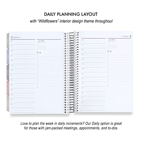 Set Of Two - A5 Platinum Spiral Coiled Daily Life Planner Duo (July 2023 - June 2024) - Watercolor Stripes Colorful Classic + Wildflowers Classic Covers. Wildflowers Interior Pages Erin Condren #TOP1