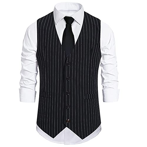Gionforsy 1920S Mens Vest Accessories Gatsby Gangster Costume Accessories Set 20S Hat Suspenders Bow Tie Vintage Pocket Watch (X-Large, Stripe Black-2) #TOP3