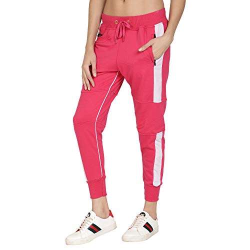 Image of UZARUS Women's Cotton Slim Fit Joggers Track Pants with 2 Zippered Pockets