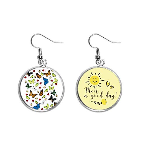 Aretes de mariposa para diario y eventos con diseño flor de sol m