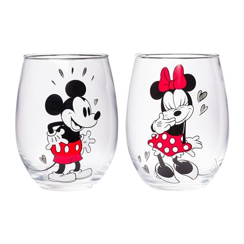Silver Buffalo Disney Mickey and Minnie Love Halftone Herzen...