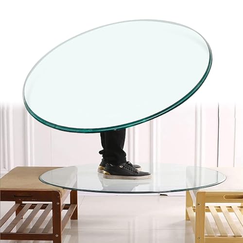 V3VOGUE Glasplatte Rund Tischplatte Aus Gehärtetem Glass Schwerlast, Ø 35 50 60 70 80 100cm, 8 Mm Dick, Stabil, Runde Transparent Glasscheibe Lazy Susan Drehteller, Für Esstisch/Gartentisch(78cm)