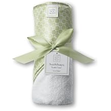 SwaddleDesigns Cotton Terry Velour Hooded Towel for Baby/Toddler, Absorbent with Satin Trim, Absorbent with Satin Trim, Kiwi Mini Mod Circles