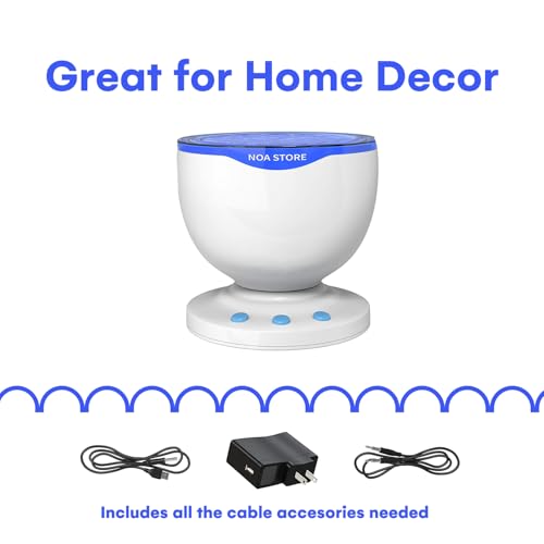 Noa Store Sensory LED Room Lights - Light Projector for Bedroom - Ocean Waves Projection Lamp with Calming Music - Night Light for Kids - Blue Ceiling Projector Lamps for Adults and Children - Image 6