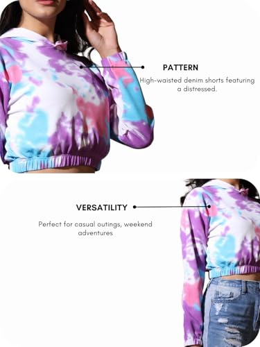 Image of OM SAI LATEST CREATION Women's Western Crop Top with Hoodie Neck & Long Sleeve || Drawstring Pullover Tops || Loose Casual Hoodies for Women Top.