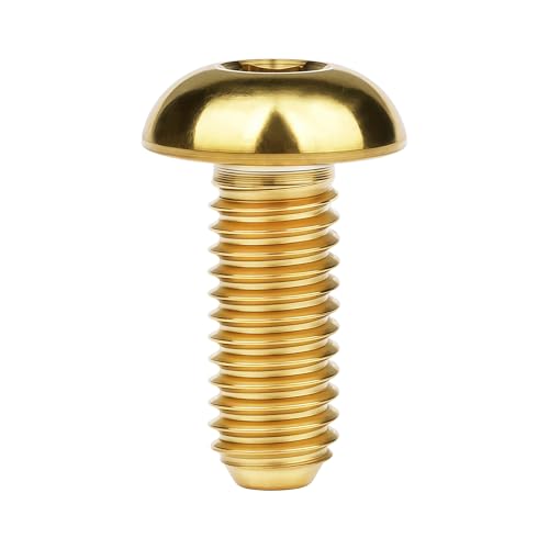 Image of Titanium Bolt M4x6 8 10 12 15 20mm Hex Head Screws for Bicycle Pack of 4 (Gold, M4x10mm)