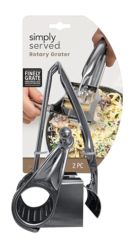 Simply Served Rotary Grater, Tool for Grating Nuts, Cheese, Chocolate and More, Set of 1