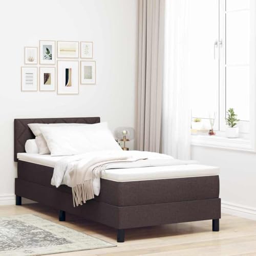 ACAGALA Cama con somier con colchón de 90 x 200 cm, cama con iluminación LED, cama tapizada de tela, cama doble con cabecero regulable en altura en diseño de bloques de diamantes, marco de cama con