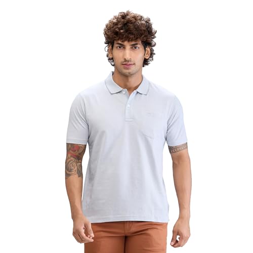 Image of Colorplus Men's Comfort Fit Solid Pattern Pure Cotton Plain Collar Half Sleeve Casual T-Shirt