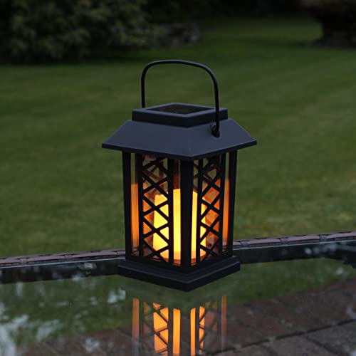 Festive Lights - Farol de jardín (funciona con energía solar, efecto parpadeante, LED ámbar, 17,5 cm) Cover