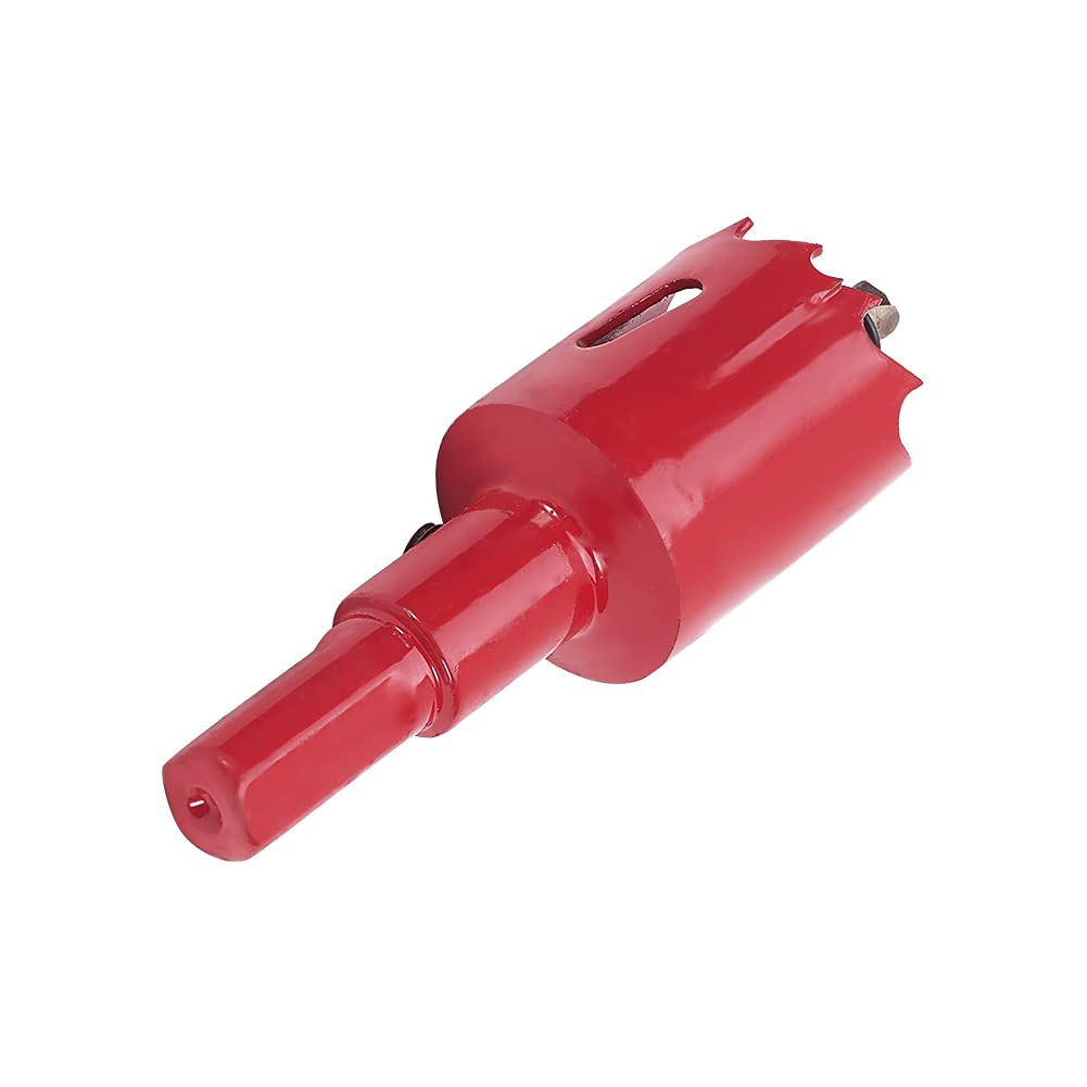 Auniwaig 1inch Bi-Metal Hole Saw Blade M42 HSS Hole Saw Bi-Metal Drilling Cutter Adjustable Hole Size Opener Drill Bit Corn Hole Drilling Cutter for Metal Steel Aluminium Pipe Wood Red 1Pcs