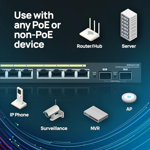 Image of EnGenius 8-Port Gigabit 802.3af PoE Layer 2 Managed Ethernet Switch, 2 SFP Ports, 61.6W PoE Budget with Remote Monitoring (EWS2910P)