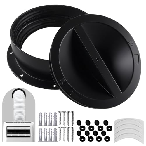 Image of 1 Portable AC Wall Vent Connector, 6 and 6.5 Inches, Black