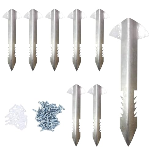 Lot de 10 supports de traverses de chemin de fer en acier robuste pour traverse de jardin, allée, lit surélevé (argenté)