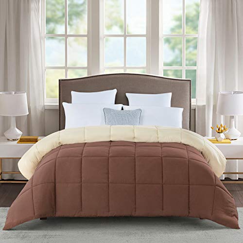HOMBYS Down Alternative Reversible Comforter Queen Size -All Season Hypoallergenic Tabs Duvet Insert