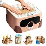 BEAVERBOT Cardboard Cutter for Kids, Safe DIY Cardboard Construction Tool Kit, Educational Craft Toy for 3+ Boys and Girls, Perfect for Creativity Projects 3D Models, Pink