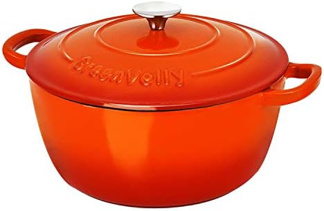 Greenvelly 6 Quart Enameled Cast Iron Dutch Oven Pot with Lid Dual Handle Round French Oven for Baking, Braising, Roasting, Non-Stick, Stew-pans-Red