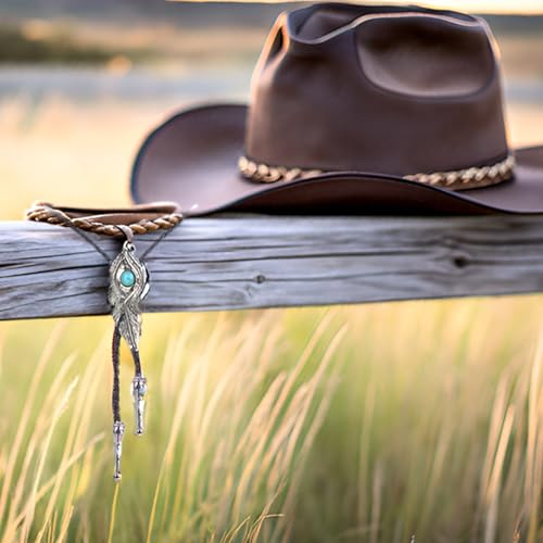 Image of Cowboy Bolo Tie for Men, Vintage Cow Skull Bolo Tie Necklace Native American Necktie for Men Women