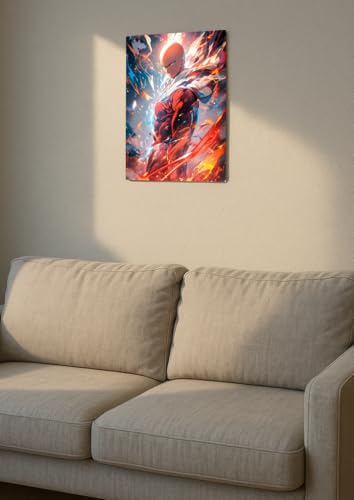 Image of NIJUKA Anime Printed A4 Size Metal sheet Poster For Home And Room Decoration | For Anime Art Fans Boys And Girls (Ultimate Form Of Saitama)