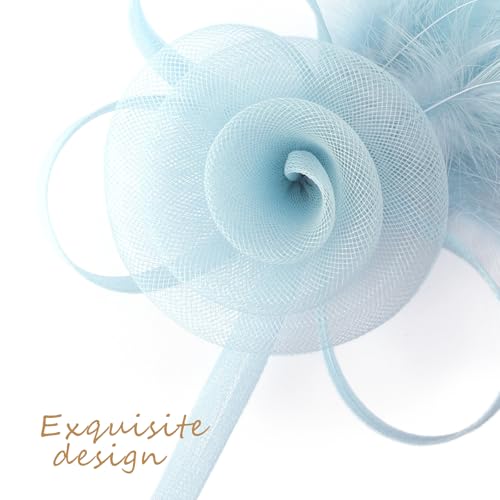 Image of DRESHOW Fascinators Hats for Women Tea Party Fascinator Hats Vintage 50s Headwear Cocktail Wedding Church Derby Hat