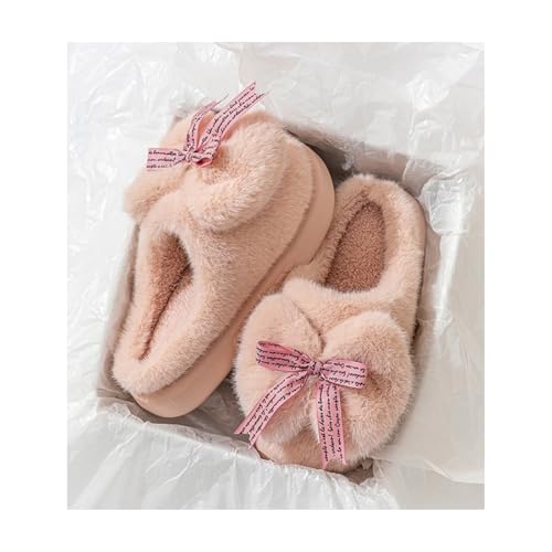 ZQW Women's Cute Bow Slippers Aesthetic Elegant Warm Plush Fuzzy Fluffy Slides Non-Slip Platform Shoes Indoor Outdoor2