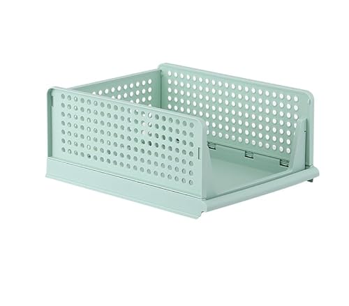 衣類収納かご引き出し式衣類置物棚タンス収納畳み板折りたたみ式衣類収納かごプラスチック収納かご (グリーン)
