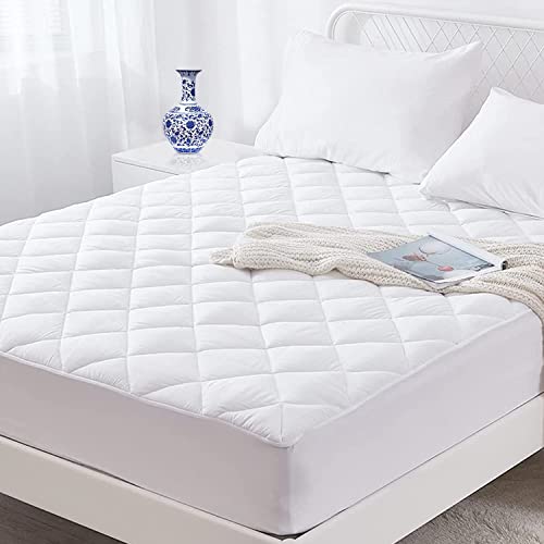 Lux Decor Collection Mattress Pad - Twin Mattress Cover Stretches Up to 16 Inches - Quilted Fitted Mattress Pad Deep Pocket - Comfortable, Breathable & Easy to Put on Mattress