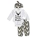 Buedvo 3pcs Set Newborn Baby Boys Girls Christmas Deer Tops Pants Hats Outfits