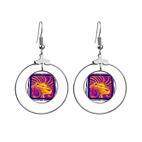 Boucles d'oreilles pendantes constellation Leo créoles gravées