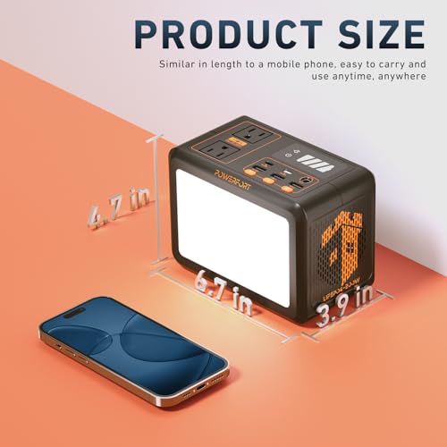 Portable Power Station 150W Small Solar Generator Power Bank with LiFePo4 Battery 99Wh, PD18W, USB QC3.0, 2 110V AC Outlet, Outdoor LED for CPAP Home Camping Emergency Backup (35W Charging/AC150W)